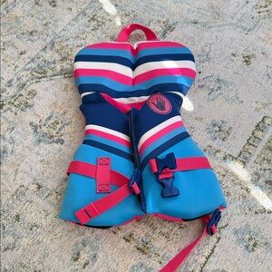 Girl's Blue & Pink Striped Life Jacket